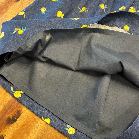 J. Crew Navy & Lemons Cotton Linen Skirt with Pockets paper bag waist 6 - Picture 9 of 11